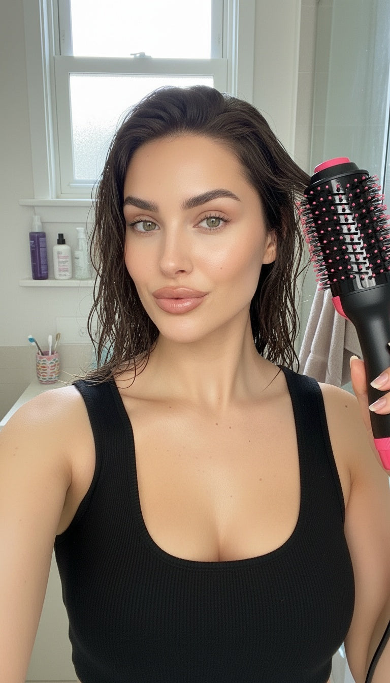 Styling hair with the hot air brush
