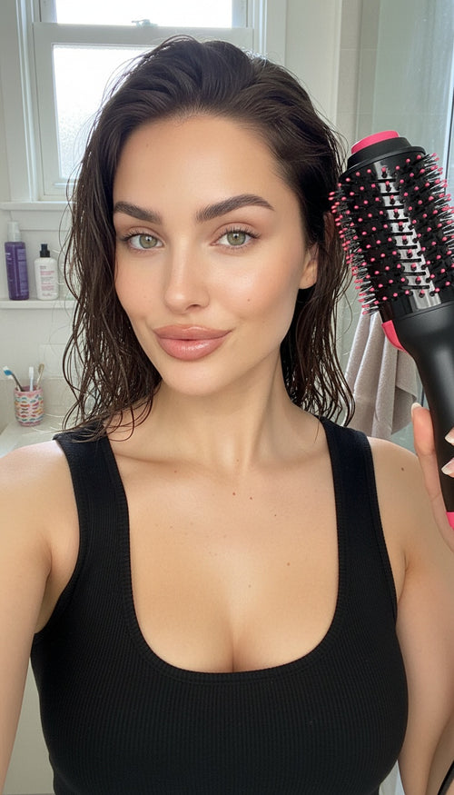 One-step hot air brush on wet hair