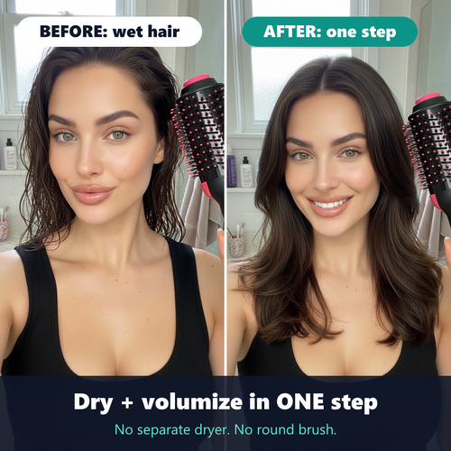 Before and after: wet hair to a smooth blowout in one step