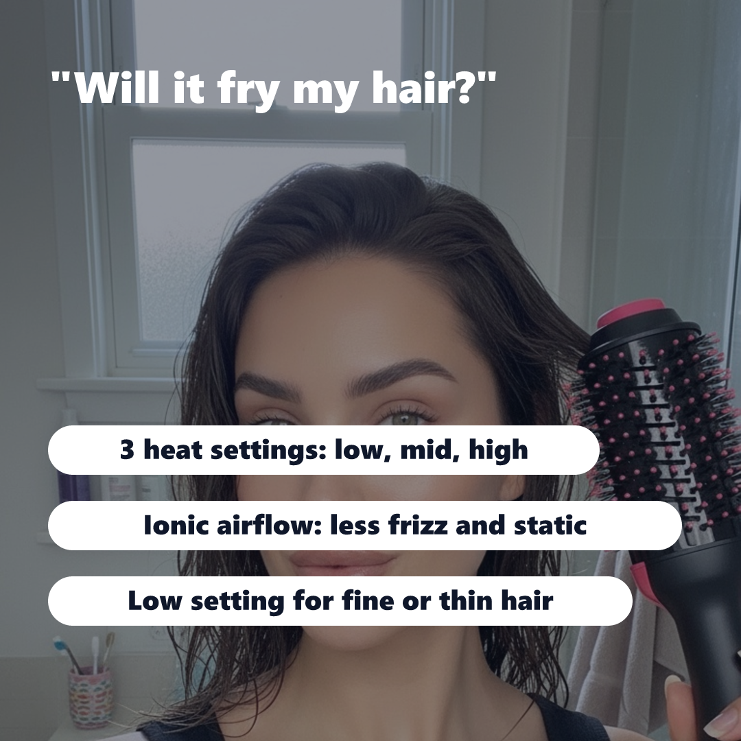 3 heat settings and ionic airflow